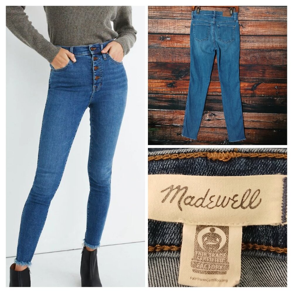 Madewell Jeans 26 Skinny High Rise Raw Hem Button Fly Tencel Denim Stretch